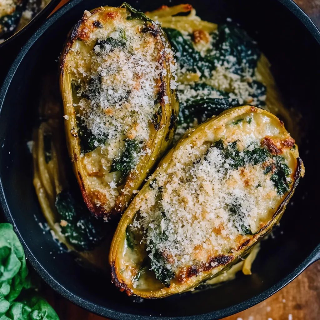 Spaghetti-Kürbis mit Spinat-Parmesan-Füllung