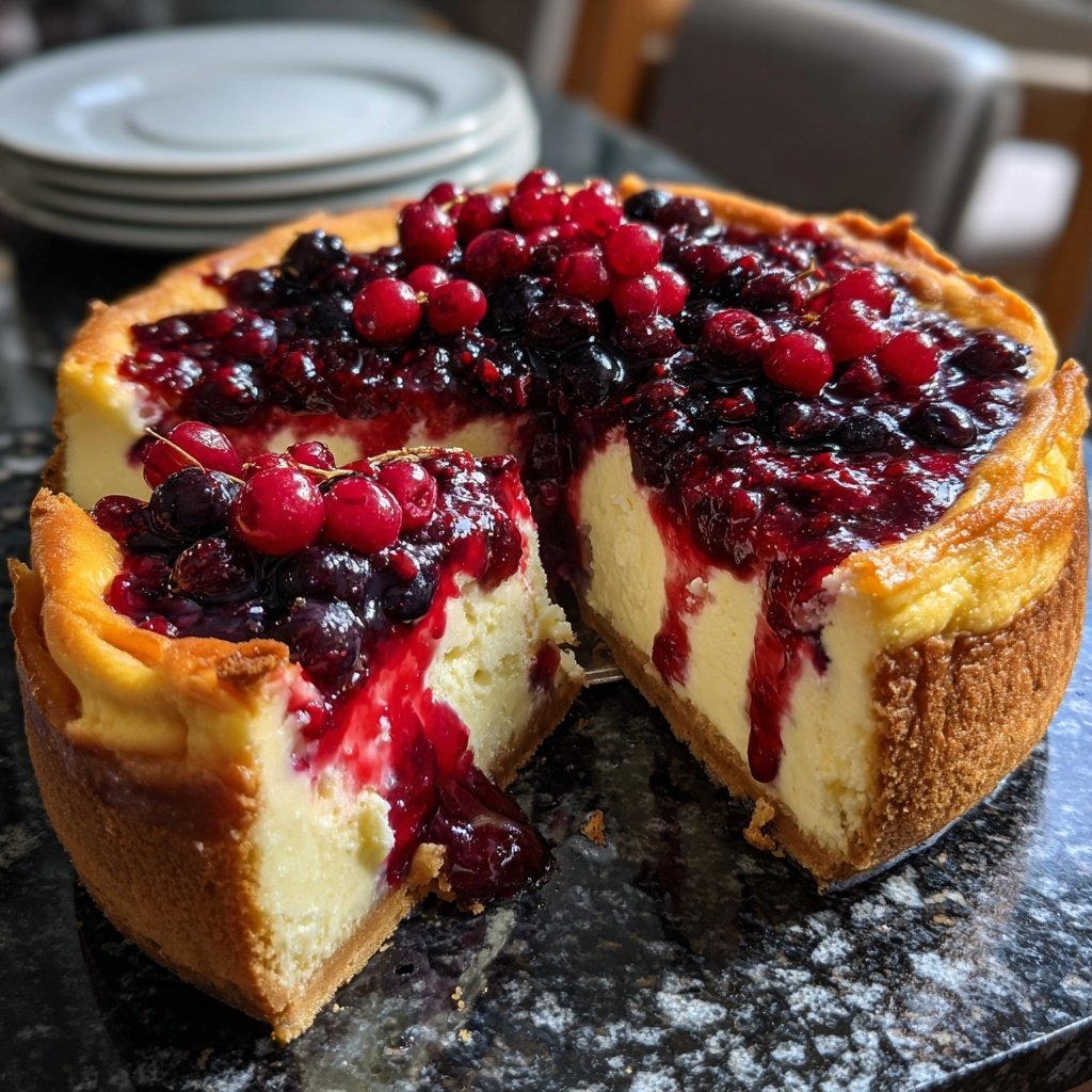 Käsekuchen mit Beeren-Topping