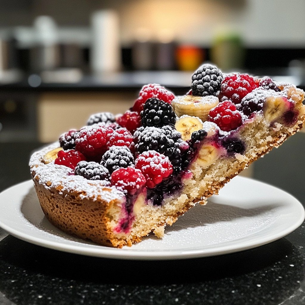 Bananenkuchen mit Beeren