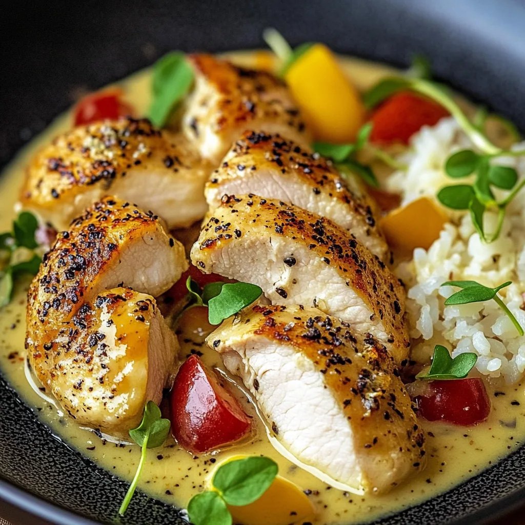 Cremiges Honig-Senf-Hähnchen-Pfannengericht mit Sahne