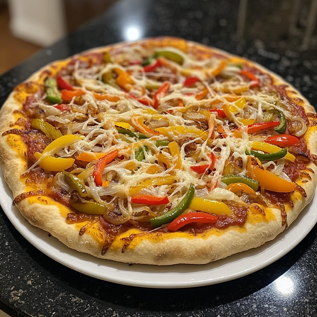 Pizza mit Paprika und Zwiebeln