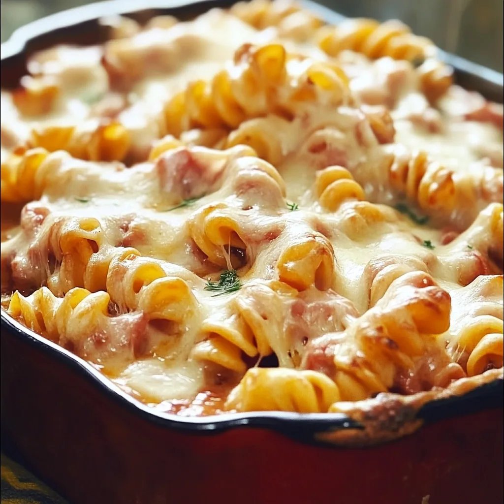Schneller Nudelauflauf mit Schinken
