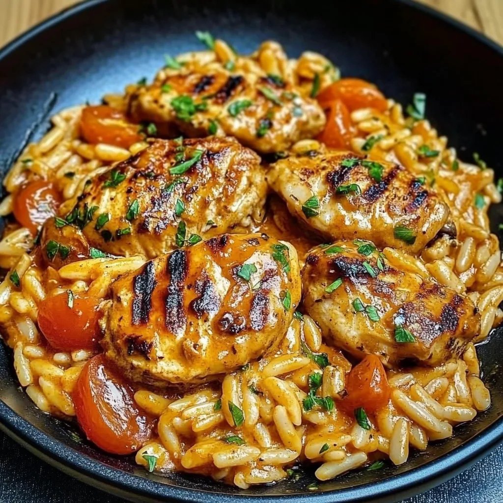 Orzo-Pfanne mit Paprikahuhn