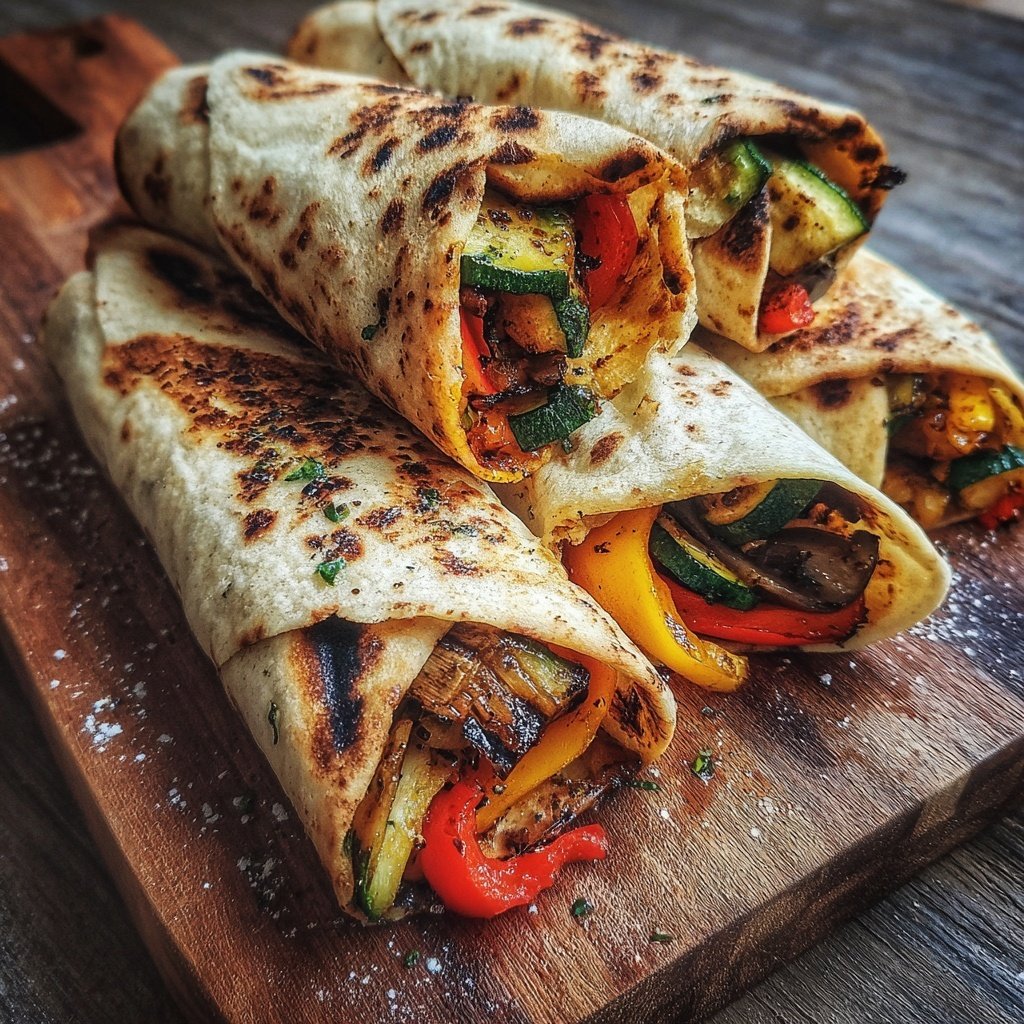 Tortilla-Wraps vom Grill mit Gemüse