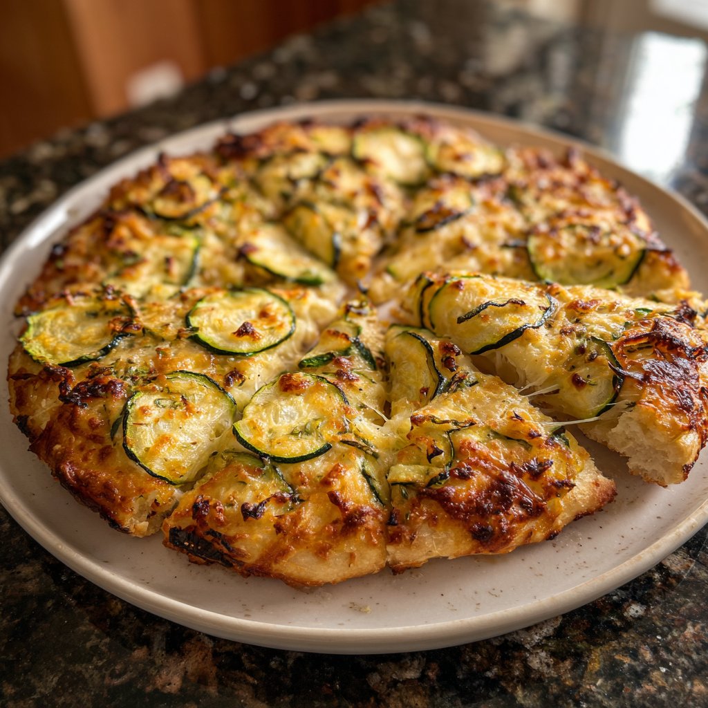 Pizza mit Zucchini und Zitronenöl