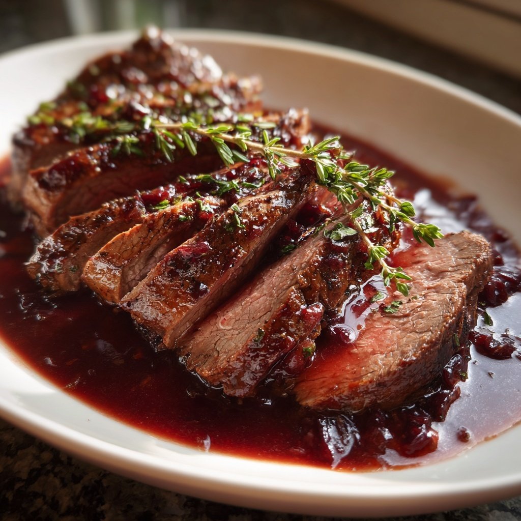 Hirschbraten in Rotweinsauce sehr gesund und schmackhaft!