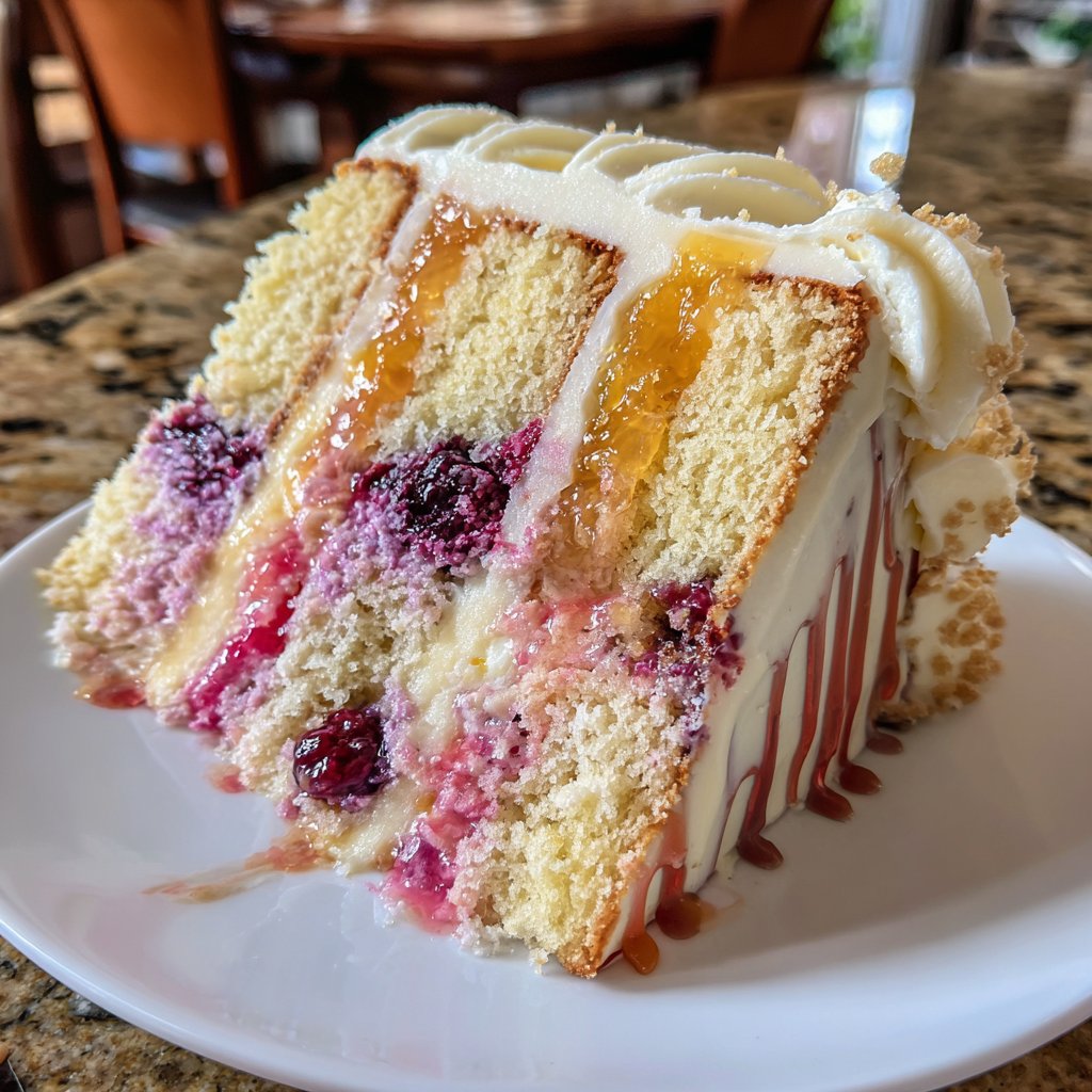 Geburtstagskuchen mit Fruchtfüllung