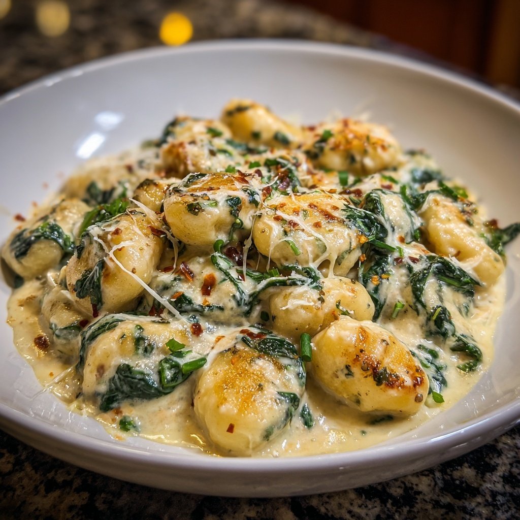 Gnocchi mit Spinat-Sahne-Sauce